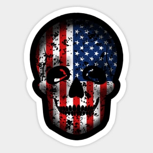 Distressed American flag and skull - USA Patriot Sticker